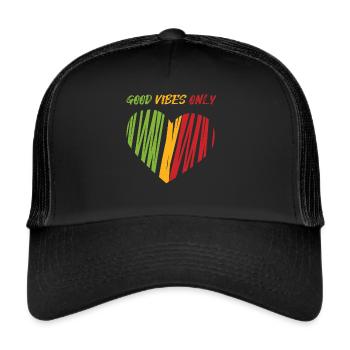 Jamaican Lion Reggae Retro Art Souvenir Rastafari - Trucker Cap - black/black - Front