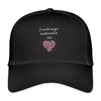 Ernährungsmedizinerin mit Herz Ernährungsberaterin - Trucker Cap - Schwarz/Schwarz - Vorne