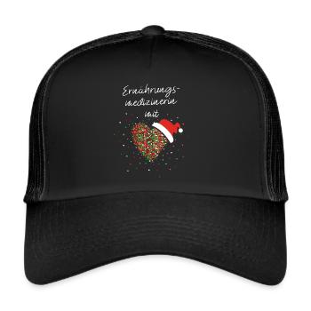 Ernährungsmedizinerin mit Herz Weihnachtsmotiv - Trucker Cap - Schwarz/Schwarz - Vorne