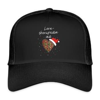 Lerntherapeutin mit Herz Weihnachtsmütze Xmas - Trucker Cap - Schwarz/Schwarz - Vorne