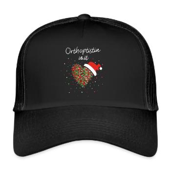 Orthoptistin mit Herz Augenärztin Weihnachtsmotiv - Trucker Cap - Schwarz/Schwarz - Vorne