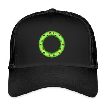 Christmas Wreath Red Berrys Christmas - Trucker Cap - black/black - Front