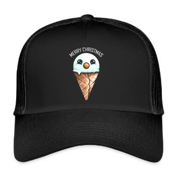 Snowman Ice Cone Merry Christmas - Trucker Cap - Schwarz/Schwarz - Vorne