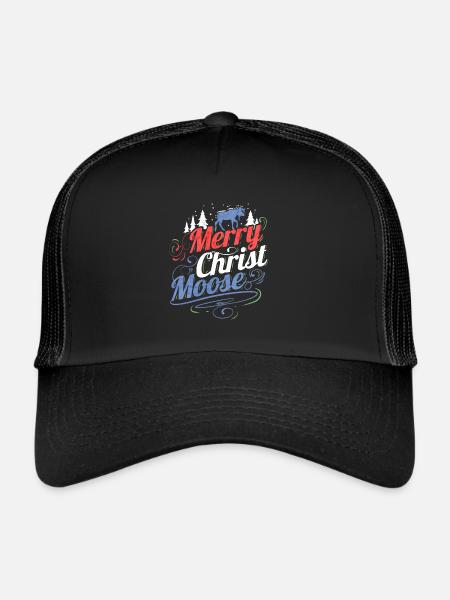 Merry Christ Moose Merry Christmas - Trucker Cap - Schwarz/Schwarz - Vorne