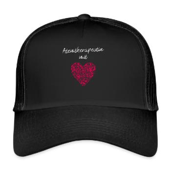 Atemtherapeutin mit Herz Gesangslehrerin Gesang - Trucker Cap - Schwarz/Schwarz - Vorne