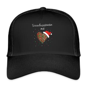 Sozialassistentin mit Herz Nikolausmütze Nikolaus - Trucker Cap - Schwarz/Schwarz - Vorne
