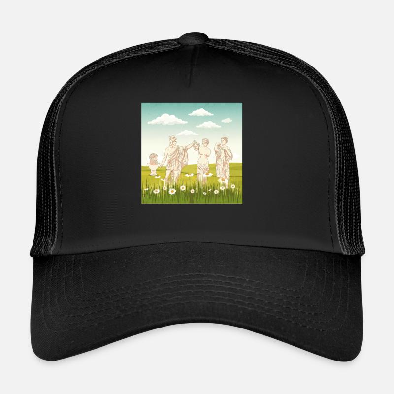 Bloomcore Ästhetische griechische Statue Flowercor - Trucker Cap - Schwarz/Schwarz