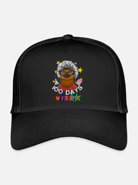 Student 100th Day Wiser 100 Days Of School - Trucker Cap - black/black - Front