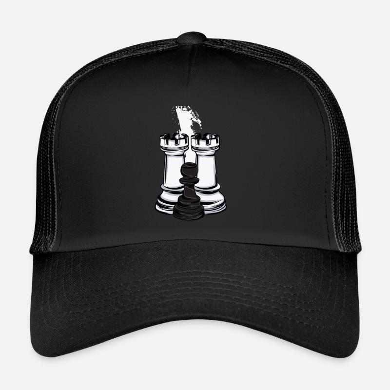 Schach Turm und Bauer - Trucker Cap - Schwarz/Schwarz