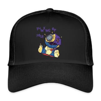 Thinking Of You Voodoo Puppe Creepy Halloween Hexe - Trucker Cap - Schwarz/Schwarz - Vorne
