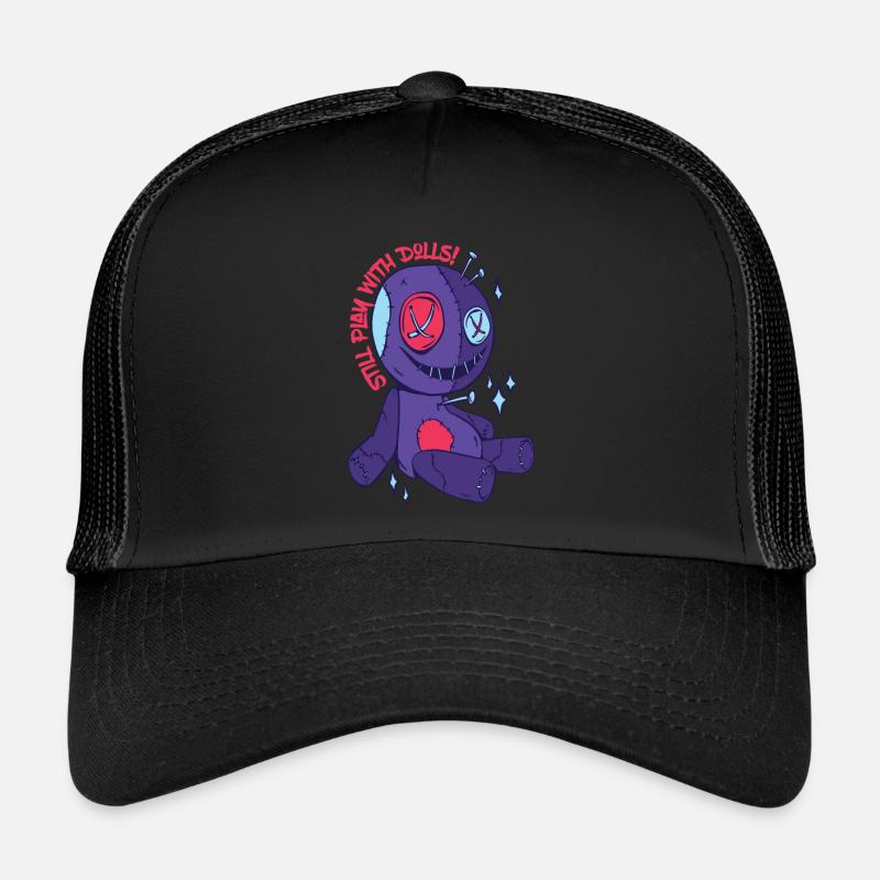 Jeu vaudou avec des poupées Sorcières effrayantes d’Halloween Casquette trucker 