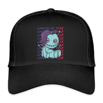 Gruseliger Voodoo Ich denke an dich! Gruseliges Ha - Trucker Cap - Schwarz/Schwarz - Vorne
