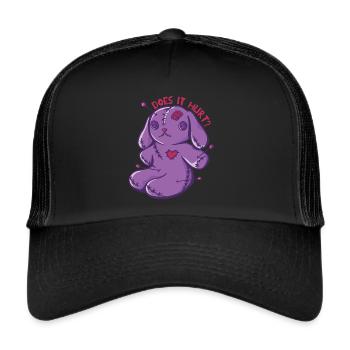 Voodoo bunnies Does it hurt? Voodoo Doll Halloween - Trucker Cap - black/black - Front