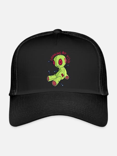 Voodoo Doll Witchcraft I'm thinking of you! Creepy - Trucker Cap - black/black - Front