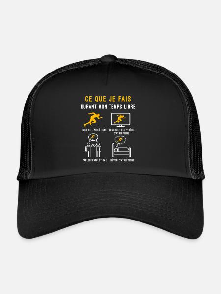 athlétisme course temps libre cadeau athlète - Casquette trucker  - noir/noir - Devant