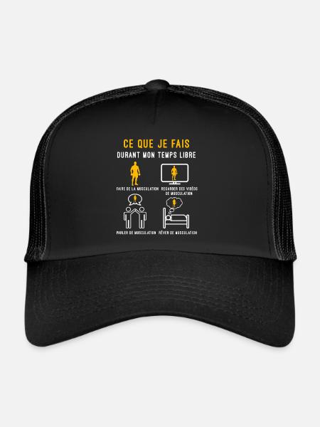 musculation temps libre cadeau sportif - Casquette trucker  - noir/noir - Devant