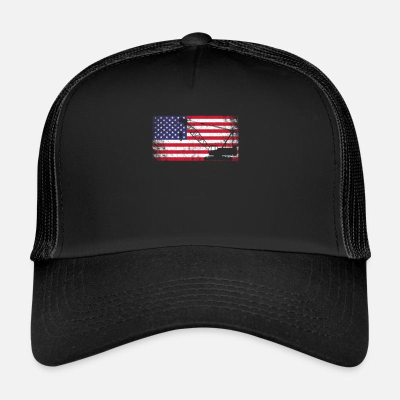 crane operator American Flag, crane operator Trucker Cap