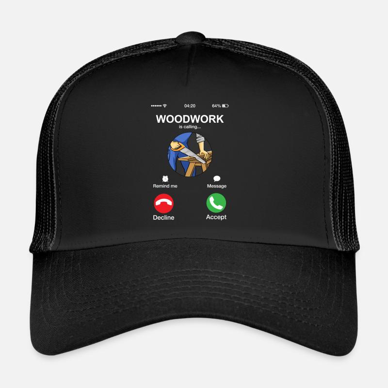 Funny Woodwork appelle menuisier menuisier menuiserie - Casquette trucker  - noir/noir