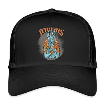 Giza Pyramids Anubis Egypt Souvenir Egyptologist - Trucker Cap - black/black - Front