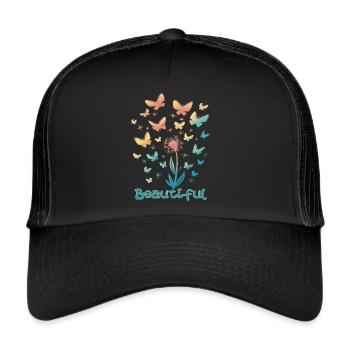 Papillon Belle Fleur Automne Printemps Schmett - Casquette trucker  - noir/noir - Devant