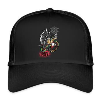 Falke Scharfe Objekte Falknerei Adler Habicht Falk - Trucker Cap - Schwarz/Schwarz - Vorne