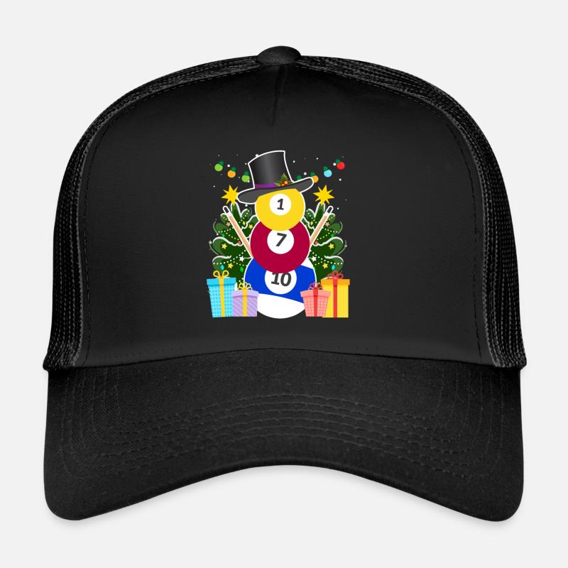 Billiard Kugeln Billard Schneemann Billiard - Trucker Cap - Schwarz/Schwarz