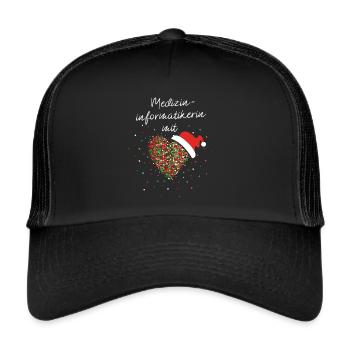 Medizinimformatikerin mit Herz Weihnachtsmotiv - Trucker Cap - Schwarz/Schwarz - Vorne