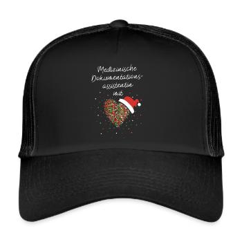 Dokumentationsassistentin mit Herz Nikolausmütze - Trucker Cap - Schwarz/Schwarz - Vorne