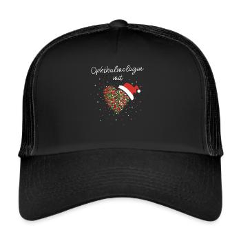 Opthalmologin mit Herz Nikolaus Weihnachtsmotiv - Trucker Cap - Schwarz/Schwarz - Vorne