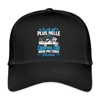 La vie est plus belle en Camping-car humour cadeau - Casquette trucker  - noir/noir - Devant