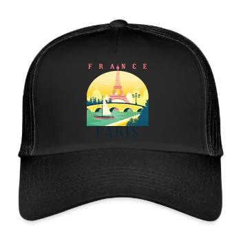 J’adore Paris et la Tour Eiffel Bonjour de Frankre - Casquette trucker  - noir/noir - Devant