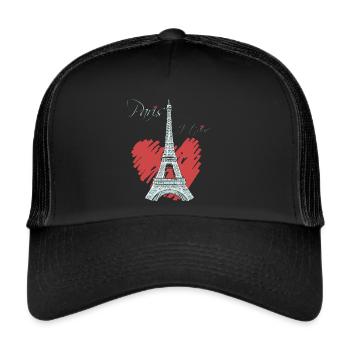 Paris Tour Eiffel Arc de Triomphe L’amour de Frankre - Casquette trucker  - noir/noir - Devant