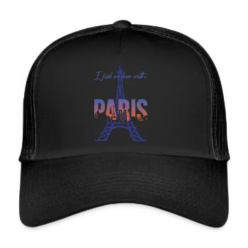 Tour Eiffel J’adore Paris Bonjour de France - Casquette trucker  - noir/noir - Devant