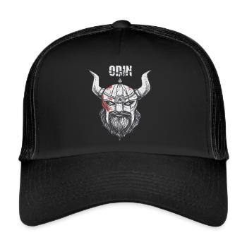 Wikinger Ragnar Odin Walhalla-Krieger Mythologie - Trucker Cap - Schwarz/Schwarz - Vorne