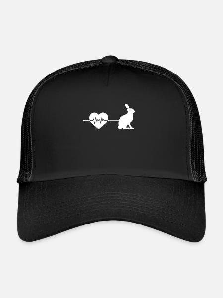 Rabbit heartbeat - Trucker Cap - black/black - Front