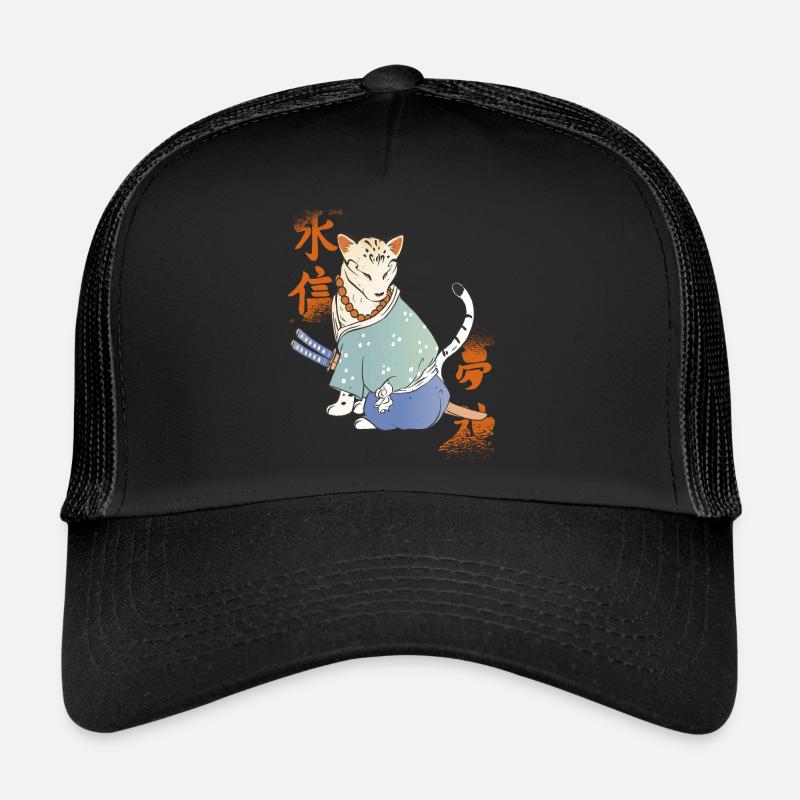 Samurai Cat with Katana Catmurai Japanese Krie Trucker Cap