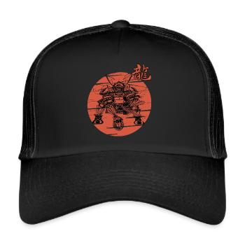 Samurai Football Funny Warrior Armor Japanese - Trucker Cap - black/black - Front