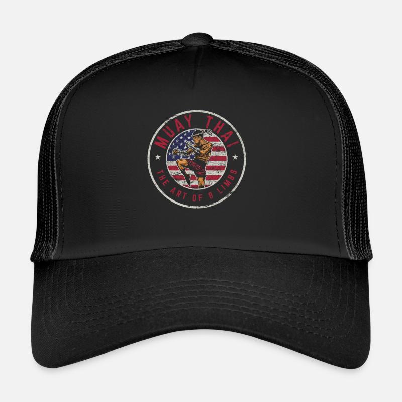 Vintage Muay Thai Fighter Karate Boxing Mixed Mart - Trucker Cap - Schwarz/Schwarz