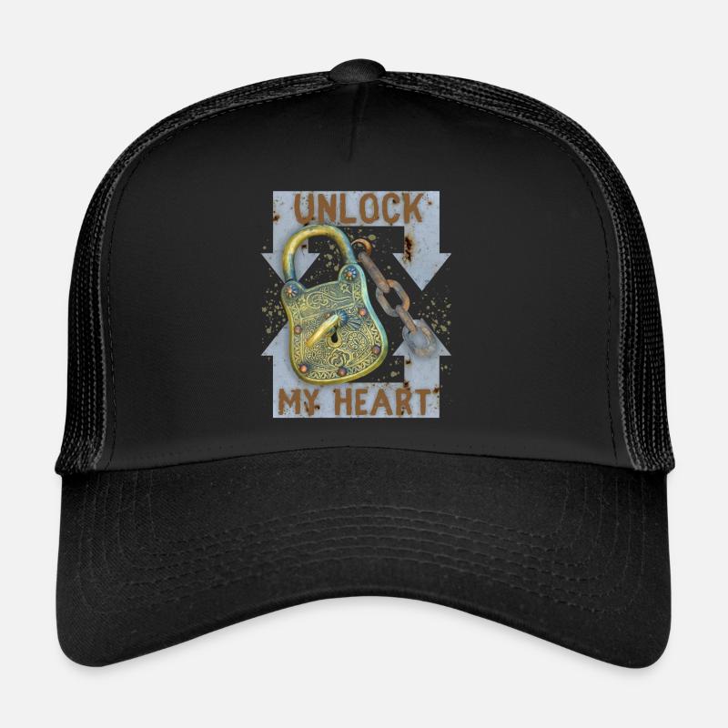 Valentine's Day saying, lock keys, love-love Trucker Cap