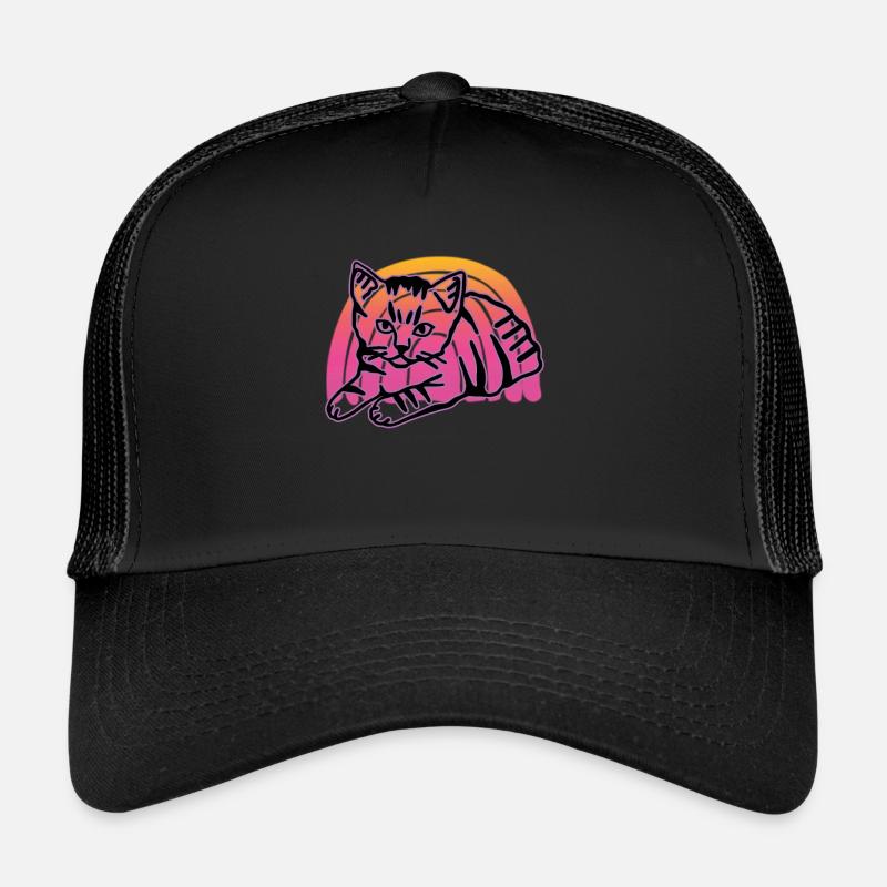 Chat graphique Retro Cat pour les propriétaires de chats Casquette trucker 