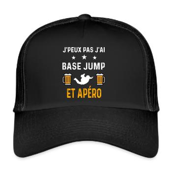 je peux pas j'ai base jump et apéro - Casquette trucker  - noir/noir - Devant