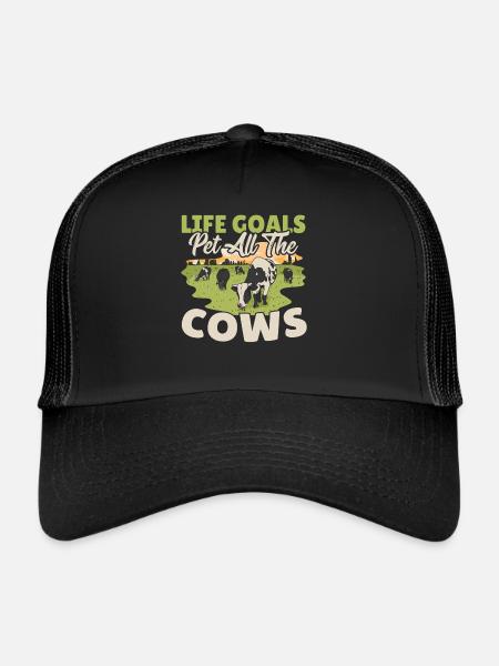 Vache Vaches Muh Pis Vache laitière Ferme Vache Crâne de vache Éleveur - Casquette trucker  - noir/noir - Devant