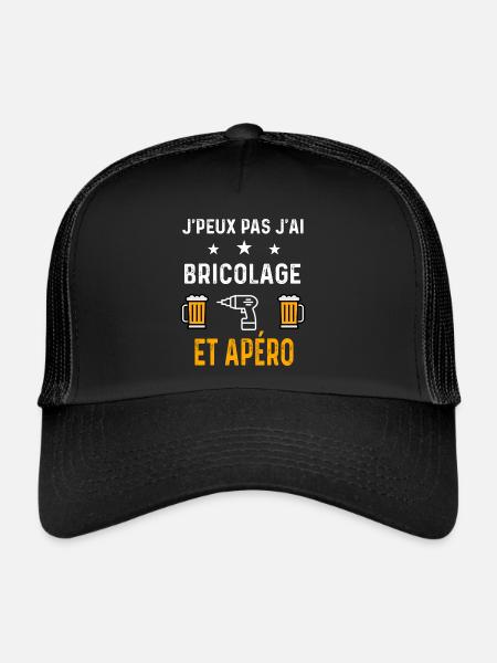 je peux pas j'ai bricolage perceuse et apéro - Casquette trucker  - noir/noir - Devant