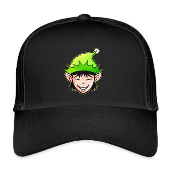Cute Kawaii Christmas Elf For Christmas - Trucker Cap - Schwarz/Schwarz - Vorne