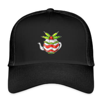 Théière d'automne avec gui pour Noël - Casquette trucker  - noir/noir - Devant