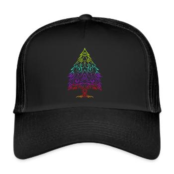 Colorful Ornament Christmas Tree For Christmas - Trucker Cap - black/black - Front