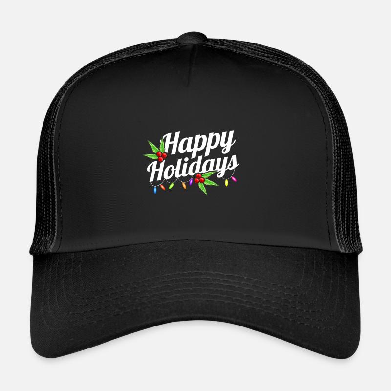 Logo de joyeuses fêtes avec des guirlandes lumineuses Casquette trucker 