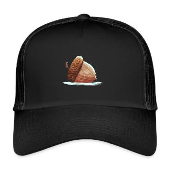 Acorn Lying In The Snow Autumn Christmas - Trucker Cap - Schwarz/Schwarz - Vorne