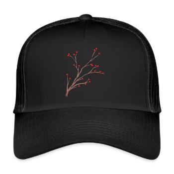 Branche de brumes aux fruits rouges pour Noël - Casquette trucker  - noir/noir - Devant
