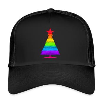 Colorful LGBTQ Fir Spruce Christmas Tree - Trucker Cap - black/black - Front